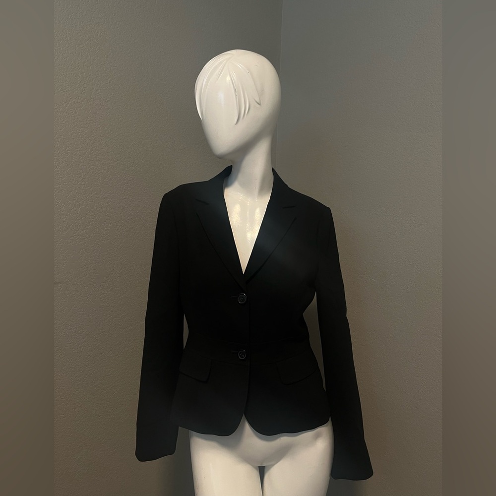 J. CREW Women”s Black Wool Two Button LS  Classic Black Blazer Size 4